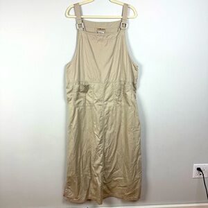 Vintage Sag Harbor Tan Cotton Sleeveless Overall Dress Large